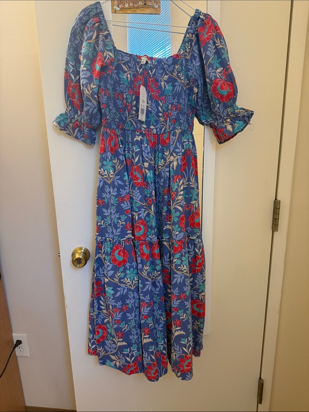 Wonderly Blue Floral Maxi Dress with Red Blooms